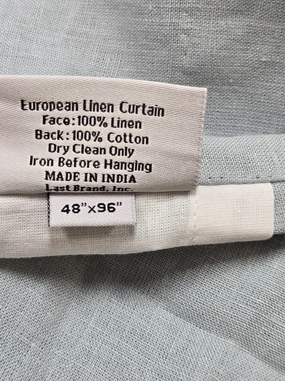 QUINCE Set Of 2 48x96 European Linen Curtains Light Blue 9097